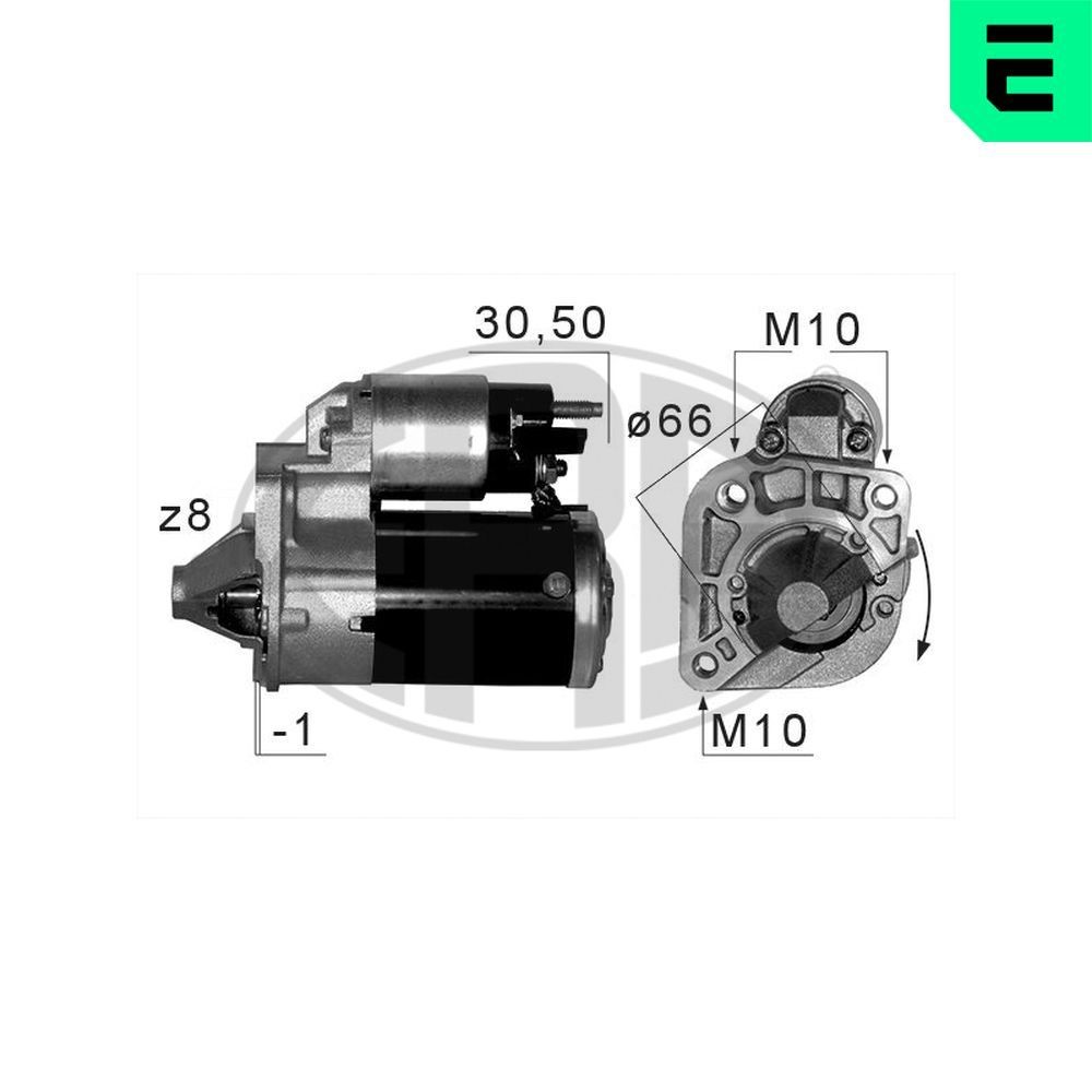 Imagine produs: Electromotor Starter 12V 0,8kW 8 dinti 30-50 Ø 66 mm ERA (220668)