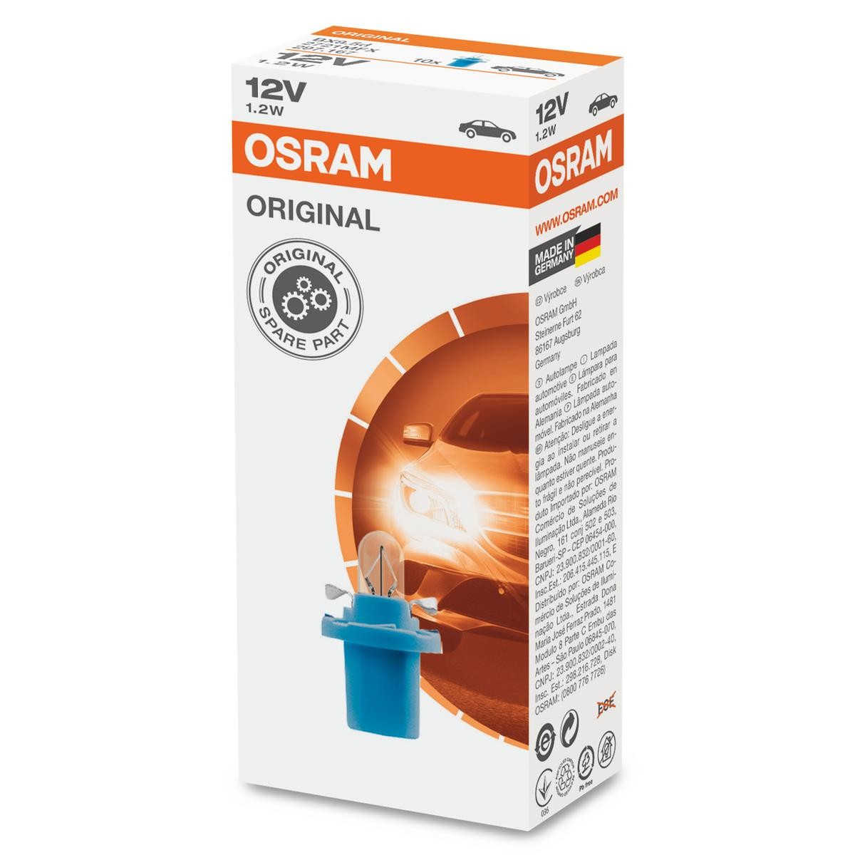 Imagine produs: Bec 12V 1,2W BX8,5d ORIGINAL LINE OSRAM (2721MFX)