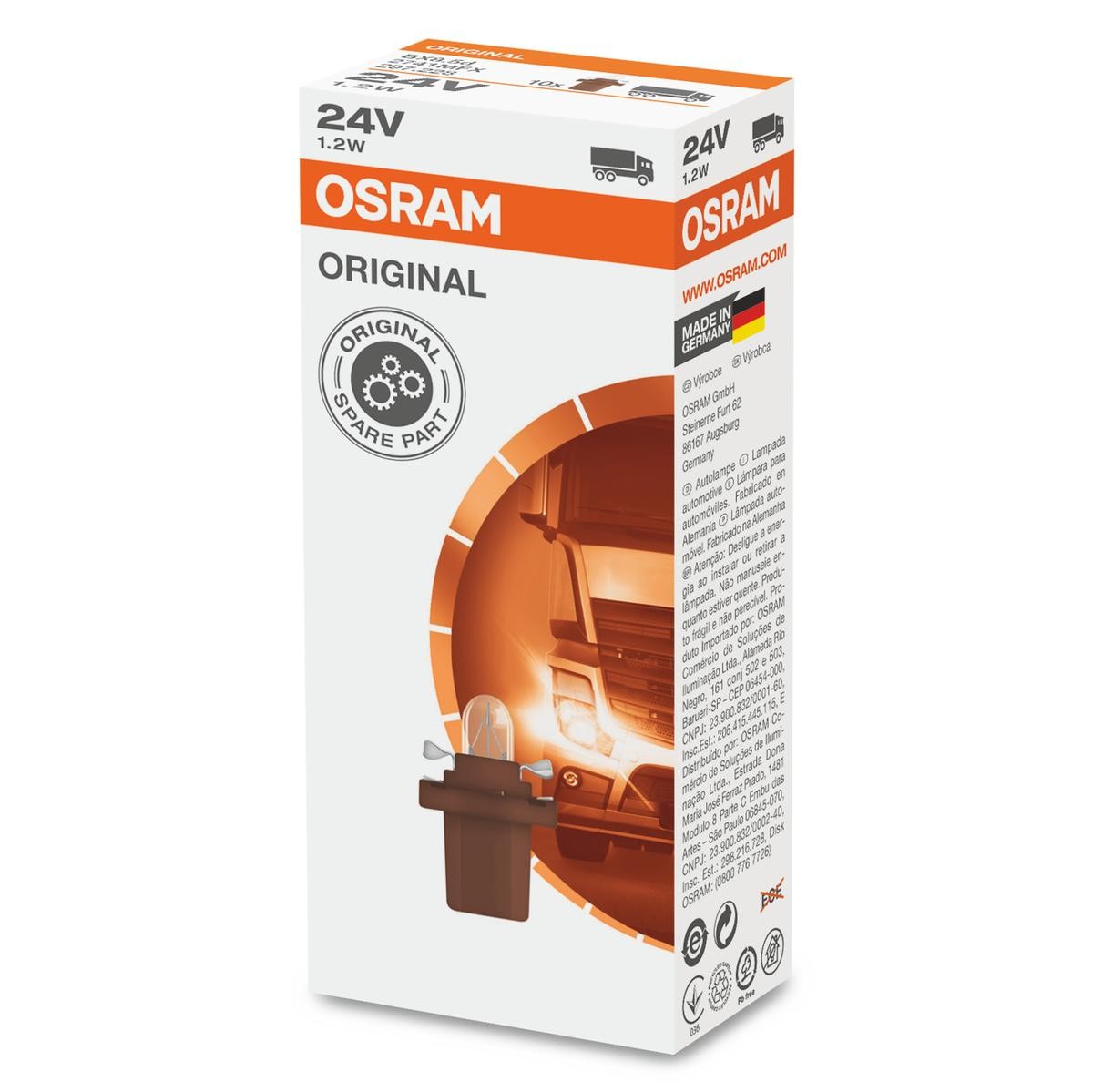 Imagine produs: Bec 24V 1,2W BX8,5d ORIGINAL LINE OSRAM-CARGO (2741MFX)