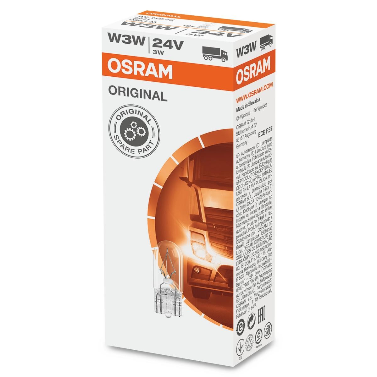 Imagine produs: Bec W3W 24V 3W W2,1x9,5d ORIGINAL LINE OSRAM-CARGO (2841)