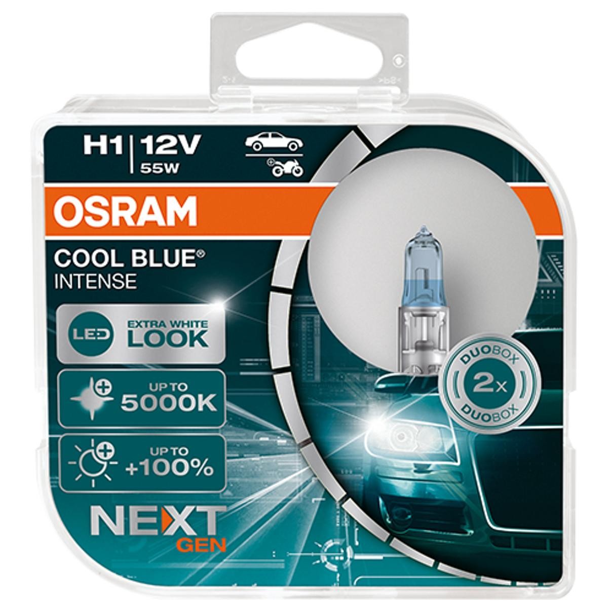 Imagine produs: Bec H1 12V 55W P14,5s Halogen 5000K COOL BLUE INTENSE next Generation OSRAM (64150CBN-HCB)
