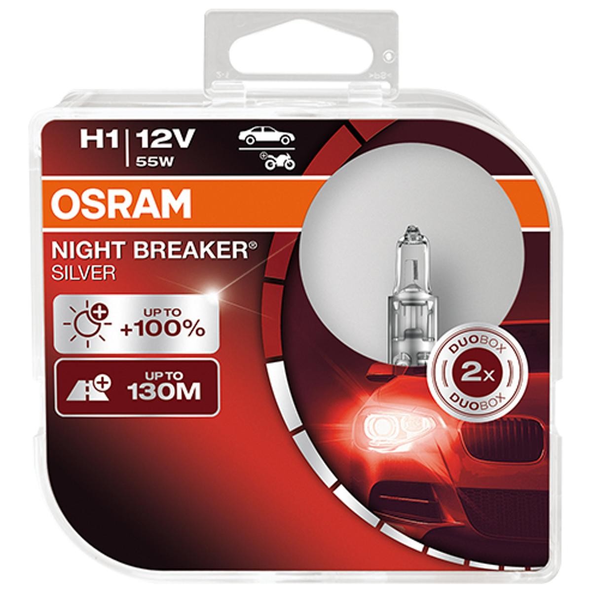 Imagine produs: Bec H1 12V 55W P14,5s Halogen NIGHT BREAKER SILVER  +100% OSRAM (64150NBS-HCB)