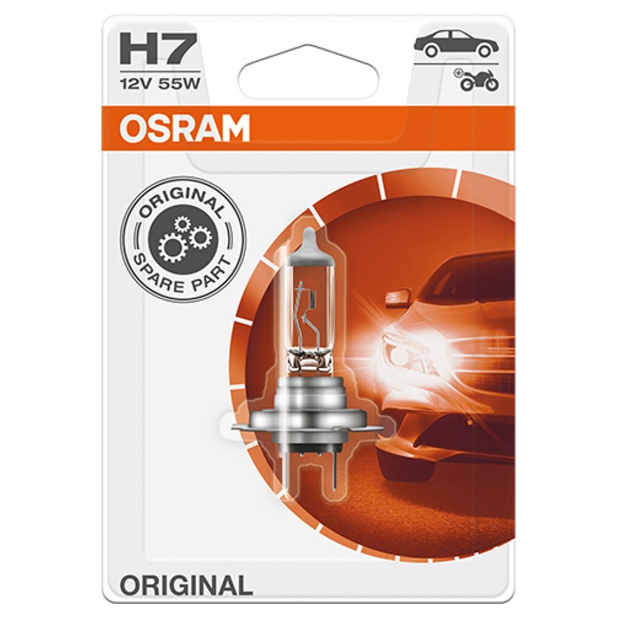 Imagine produs: Bec H7 12V 55W PX26d 3200K Halogen ORIGINAL LINE OSRAM (64210-01B)