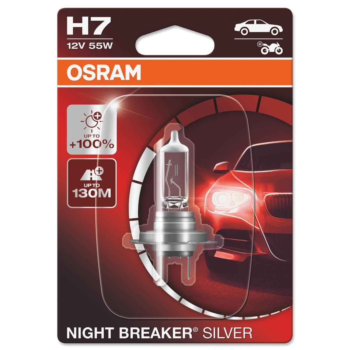 Imagine produs: Bec H7 12V 55W PX26d Halogen NIGHT BREAKER SILVER +100% OSRAM (64210NBS-01B)