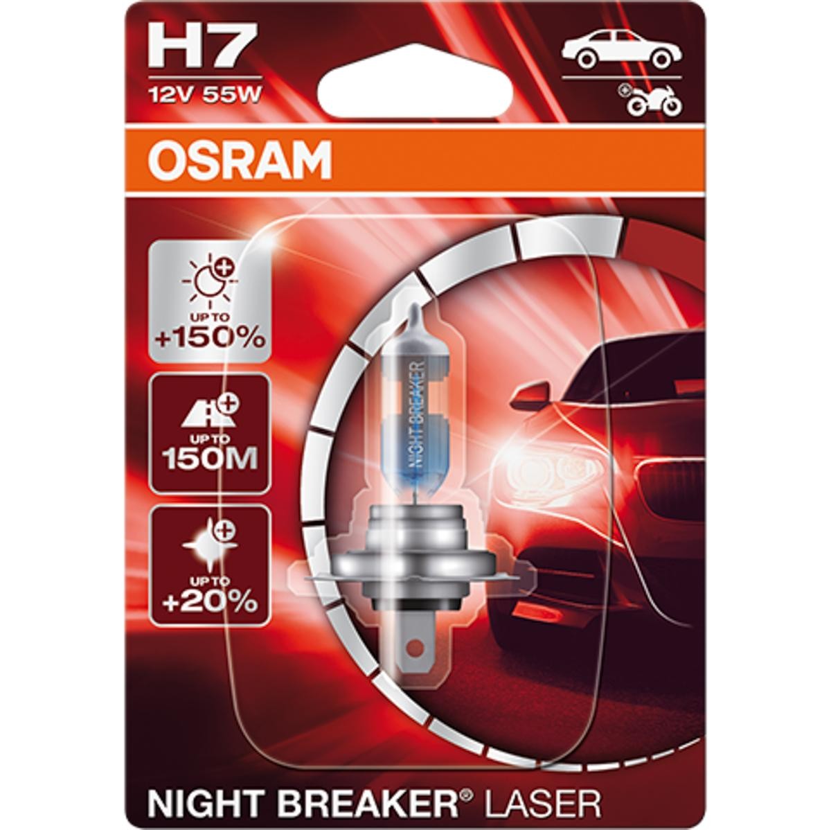 Imagine produs: Bec H7 12V 55W PX26d 3200K Halogen NIGHT BREAKER LASER +150% OSRAM (64210NL-01B)
