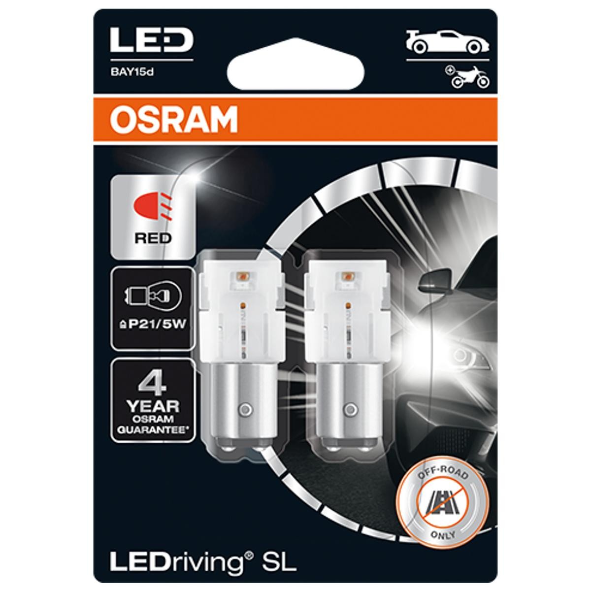 Imagine produs: Bec P21/5W 12V 1,4W BAY15d LEDriving SL LED OSRAM (7528DRP-02B)
