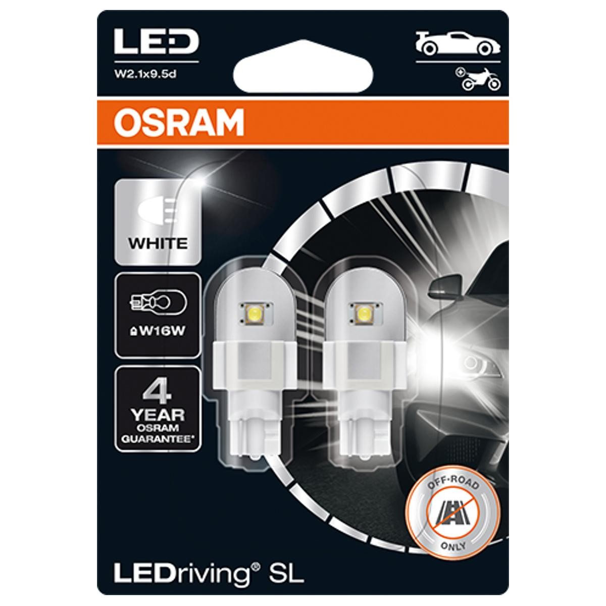 Imagine produs: Bec W16W 12V 2,1W W2,1x9,5d 6000K LEDriving SL LED OSRAM (921DWP-02B)