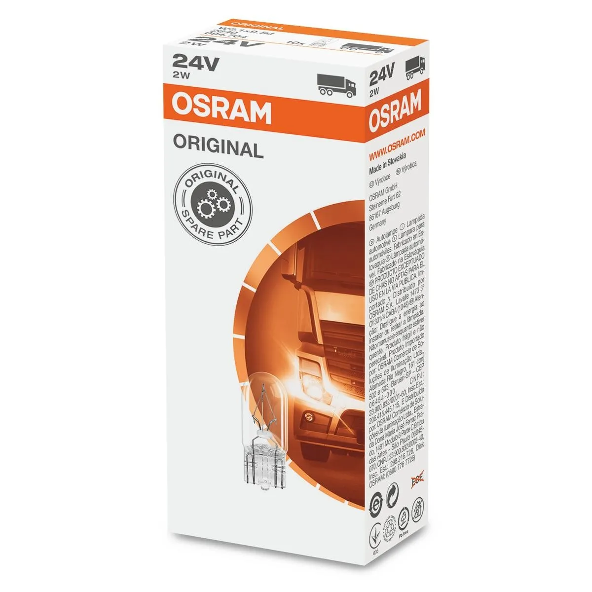 Imagine produs: Bec W2W 24V 2W W2,1x9,5d ORIGINAL LINE OSRAM-CARGO (2840)