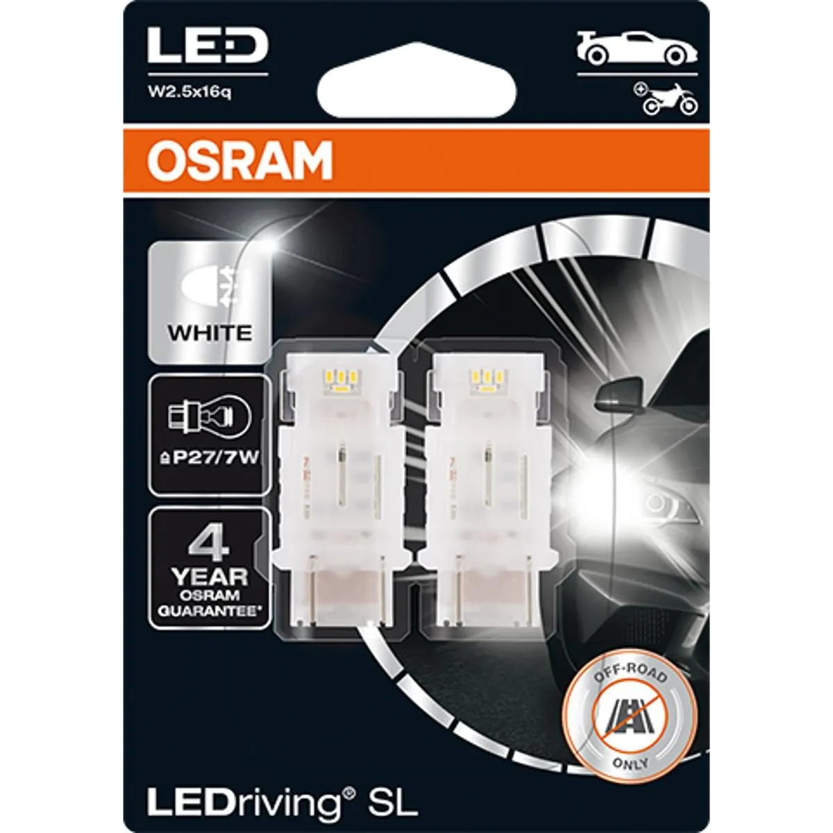 Imagine produs: Bec P27/7W 12V 2W W2,5x16q LEDriving SL LED OSRAM (3157DWP-02B)