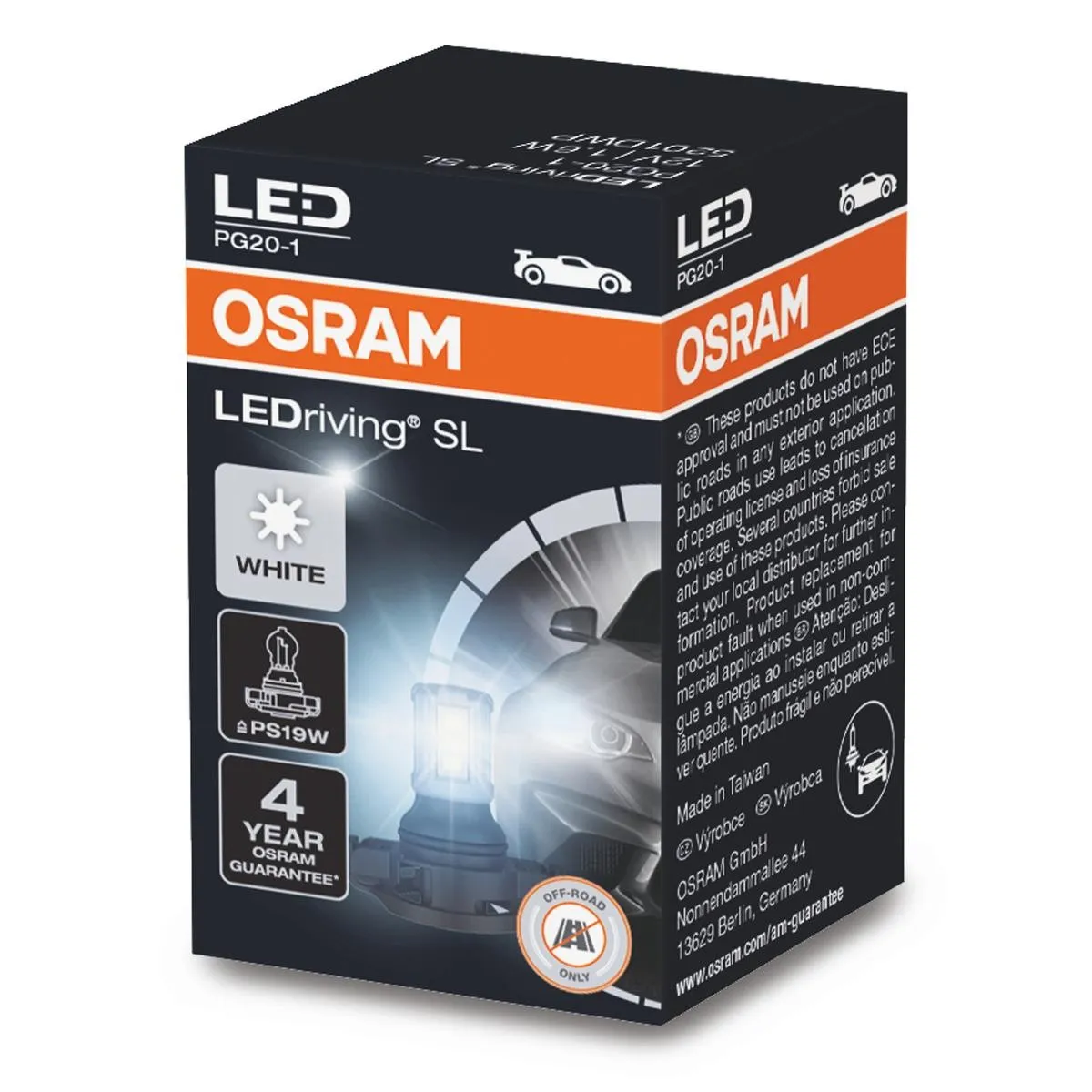 Imagine produs: Bec PS19W 12V 1,6W PG20-1 LEDriving SL alb LED OSRAM (5201DWP)