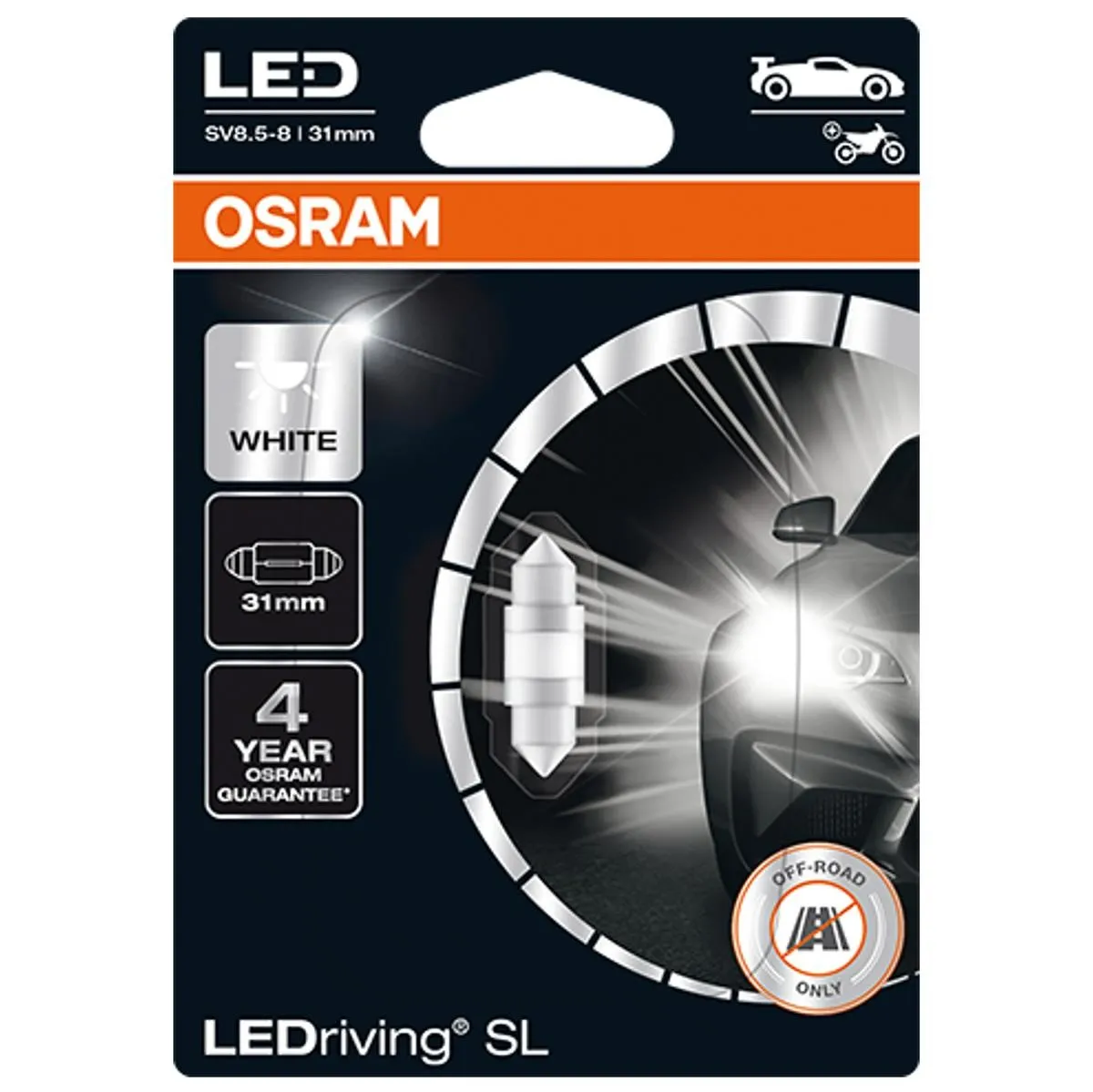 Imagine produs: Bec C5W 12V 0,6W SV8,5-8 LEDriving SL alb LED OSRAM (6438DWP-01B)