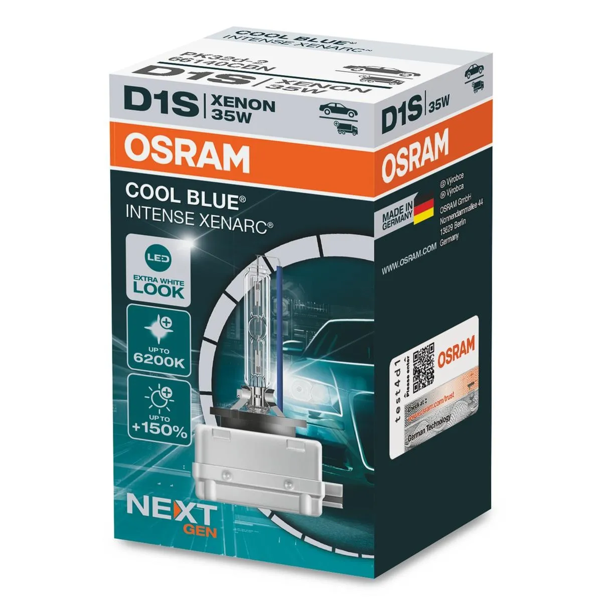 Imagine produs: Bec Xenon D1S 85V 35W PK32d-2 6200K XENARC COOL BLUE INTENSE next Generation +150% OSRAM (66140CBN)