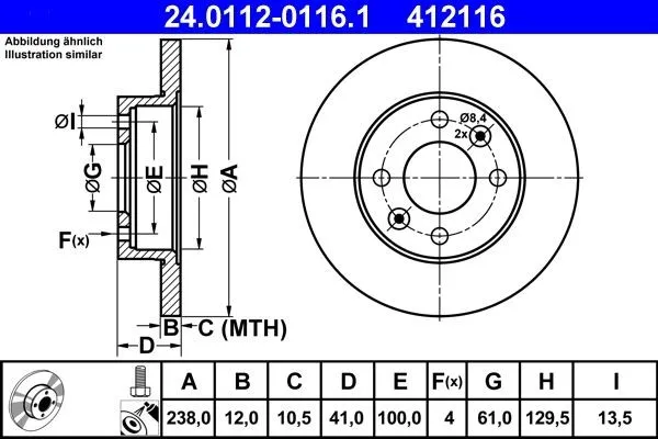 Imagine produs: Disc frana ATE (24.0112-0116.1)