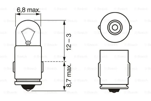 Imagine produs: Bec T2W 12V 2W BA7s BOSCH (1 987 302 224)