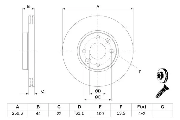 Imagine produs: Disc frana BOSCH (0 986 479 S90)