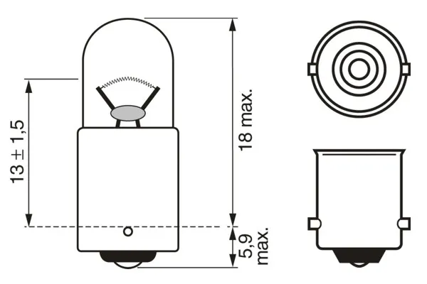 Imagine produs: Bec T2W 24V 2W BA9s BOSCH-CARGO (1 987 302 508)