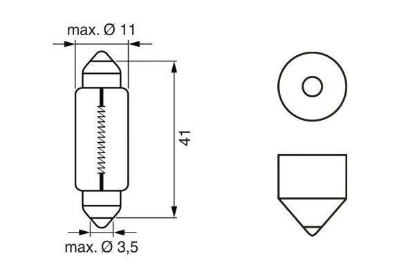 Imagine produs: Bec auto C10W 12V 10W SV8,5-8 BOSCH (1 987 301 014)