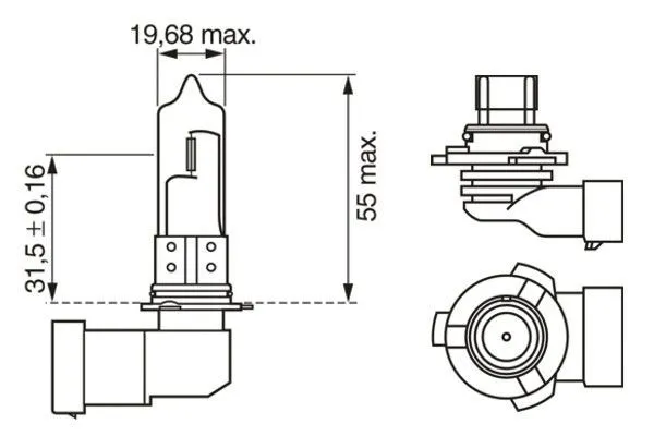Imagine produs: Bec auto HB3 12V 60W P20d, Halogen BOSCH (1 987 301 062)