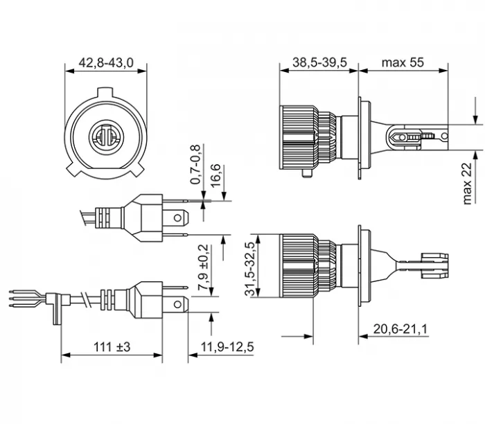 Imagine produs: Bec ECO LED TWIN H4 12V 24W P43t 6000K BOSCH (1 987 301 700)