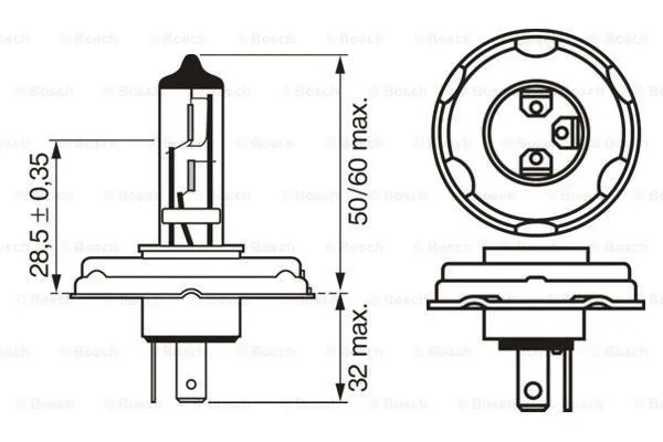 Imagine produs: Bec R2 (Bilux) 12V 45/40W P45t, Halogen BOSCH (1 987 302 021)