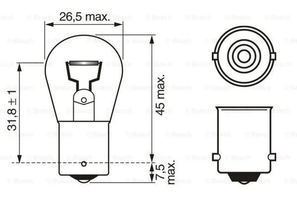 Imagine produs: Bec P21W 12V 21W BA15s BOSCH (1 987 302 201)