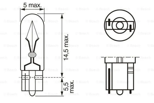 Imagine produs: Bec W2W 12V 2W W2x4,6d BOSCH (1 987 302 218)