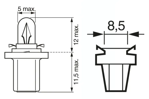 Imagine produs: Bec auto 12V 1,2W B8,5d BOSCH (1 987 302 219)
