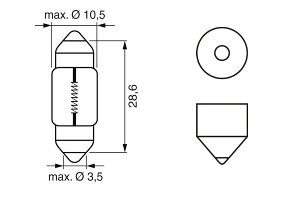 Imagine produs: Bec C10W 12V 10W SV8,5-8 BOSCH (1 987 302 227)