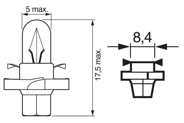 Imagine produs: Bec auto BAX8,4d 12V 2W BX8,4d BOSCH (1 987 302 236)