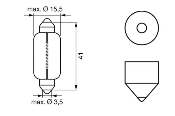 Imagine produs: Bec C15W 12V 15W SV8,5-8 BOSCH (1 987 302 238)