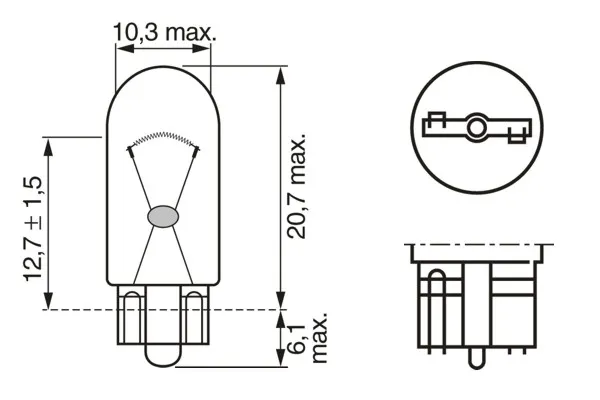 Imagine produs: Bec auto WY5W 12V 5W W2,1x9,5d BOSCH (1 987 302 241)