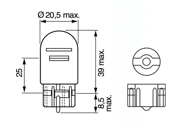 Imagine produs: Bec W21/5W 12V 21/5W W3x16q BOSCH (1 987 302 252)