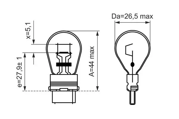 Imagine produs: Bec PY27/7W 12V 27/7W WX2,5x16q BOSCH (1 987 302 274)