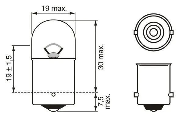 Imagine produs: Bec RY10W 12V 10W BAU15s BOSCH (1 987 302 278)