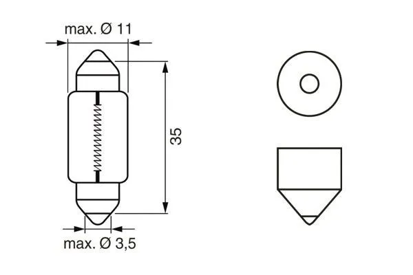 Imagine produs: Bec C5W 12V 5W SV8,5-8 BOSCH (1 987 302 281)
