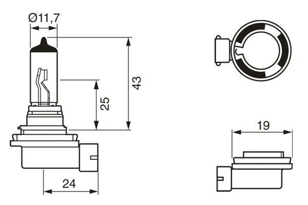 Imagine produs: Bec auto H11 24V 70W PGJ19-2 Halogen BOSCH-CARGO (1 987 302 481)