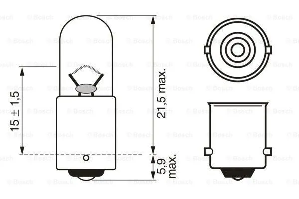 Imagine produs: Bec T4W 24V 4W BA9s BOSCH-CARGO (1 987 302 512)