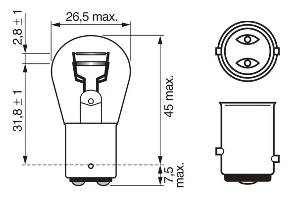 Imagine produs: Bec auto P21/5W 24V 21/5W BAY15d BOSCH-CARGO (1 987 302 524)