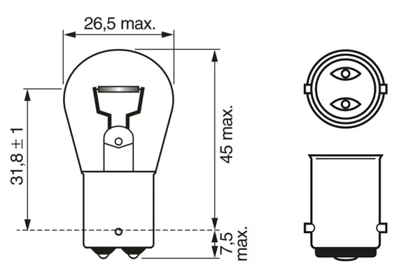 Imagine produs: Bec P21W 24V 21W BA15d BOSCH (1 987 302 532)