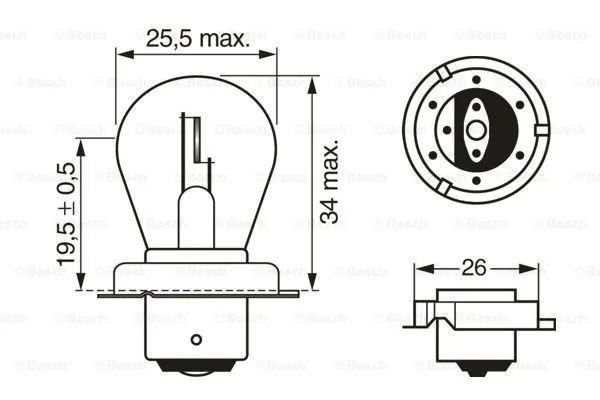 Imagine produs: Bec S3 6V 15W P26s Halogen BOSCH (1 987 302 606)