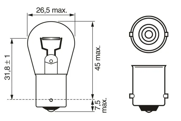 Imagine produs: Bec P21W 6V 21W BA15s BOSCH (1 987 302 607)