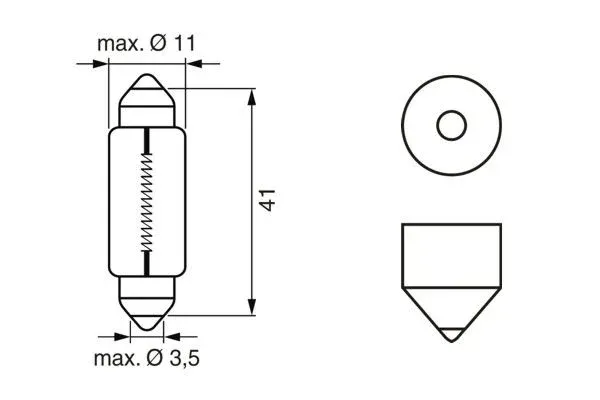 Imagine produs: Bec auto C10W 6V 10W SV8,5-8 BOSCH (1 987 302 612)