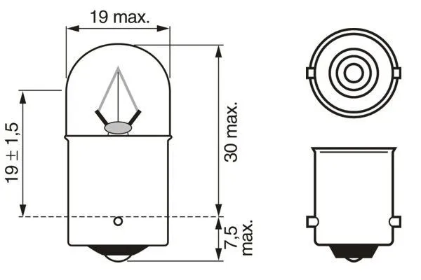 Imagine produs: Bec R5W 24V 5W BA15s BOSCH-CARGO (1 987 302 704)
