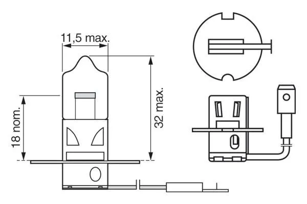 Imagine produs: Bec H3 12V 55W PK22s, Halogen BOSCH (1 987 302 802)