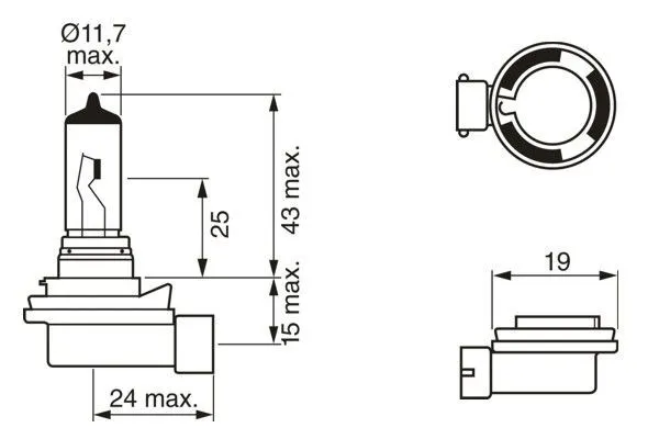 Imagine produs: Bec H8 12V 35W PGJ19-1 BOSCH (1 987 302 805)