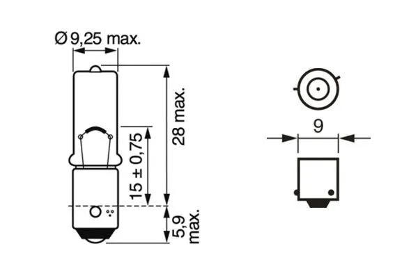 Imagine produs: Bec H6W 12V 6W BAX9s BOSCH (1 987 302 809)