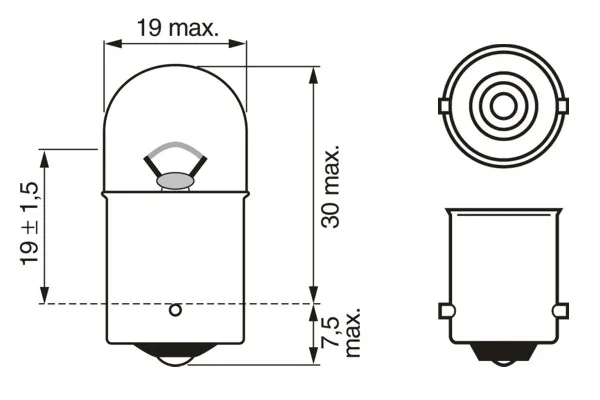 Imagine produs: Bec R10W 12V 10W BA15s BOSCH (1 987 302 816)