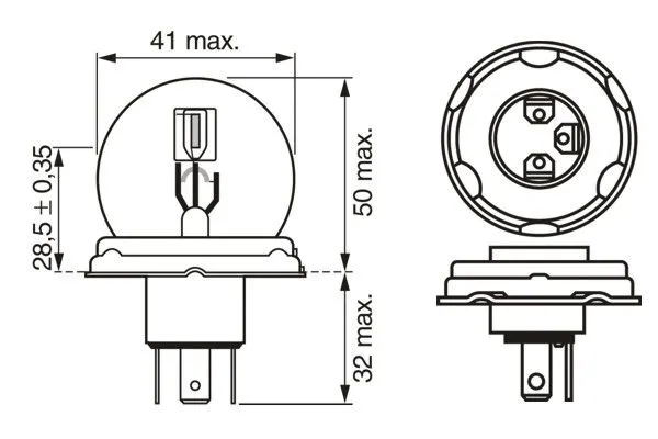 Imagine produs: Bec R2 (Bilux) 24V 55/50W P45t, Halogen BOSCH (1 987 302 875)