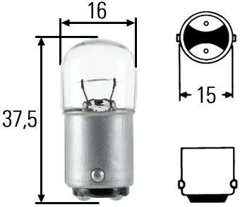 Imagine produs: Bec R5W 12V 5W BA15d Halogen HELLA (8GA 002 071-371)