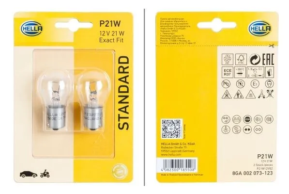 Imagine produs: Bec P21W 12V 21W BAY15s Halogen HELLA (8GA 002 073-123)